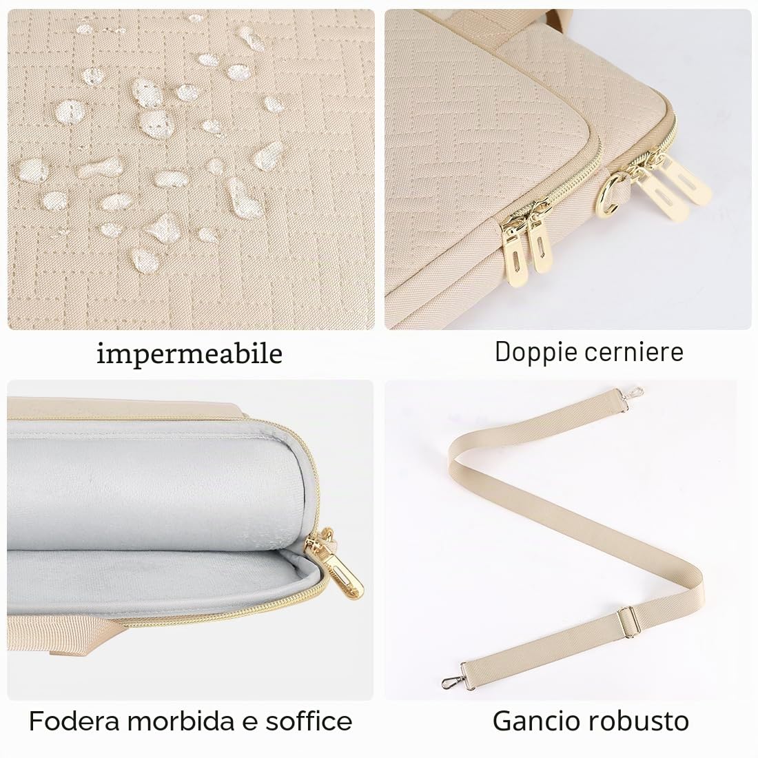 Domiso Laptop Briefcase 17,3 pollici borsa laptop Beige impermeabile