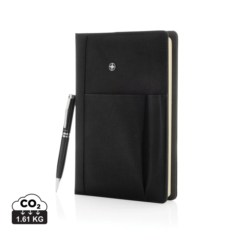 Swiss Peak Ufficio & Scrittura Set penna e taccuino set regalo nero 1680D