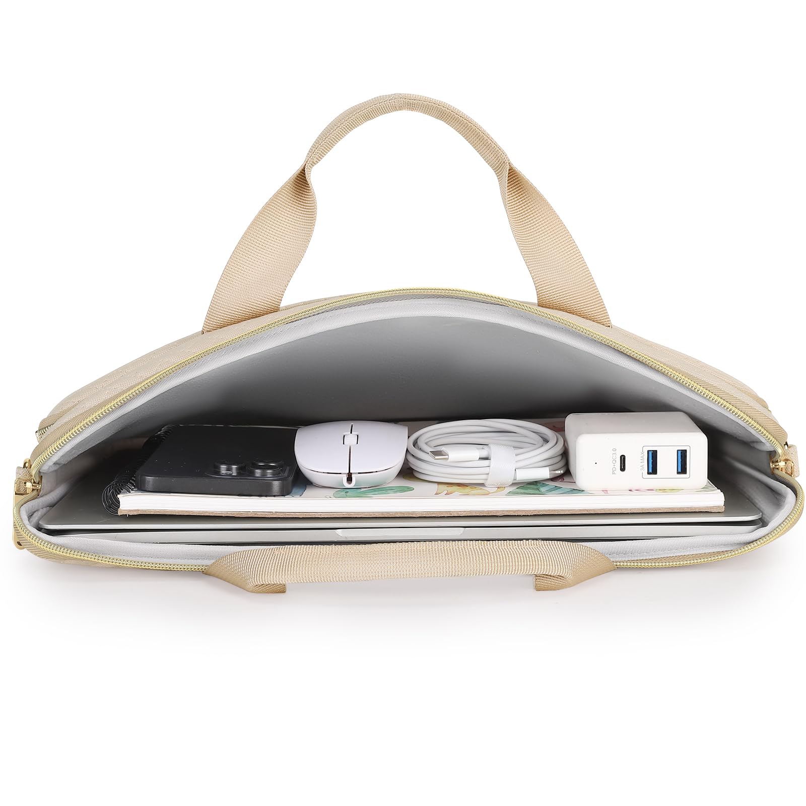 Domiso Laptop Briefcase 17,3 pollici borsa laptop Beige impermeabile