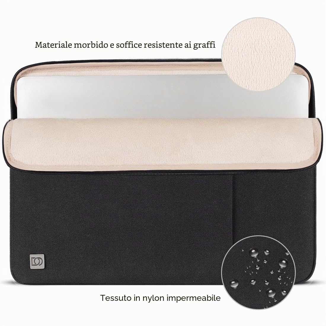 DOMISO Laptop Sleeve 17,3" custodia laptop nera antiurto