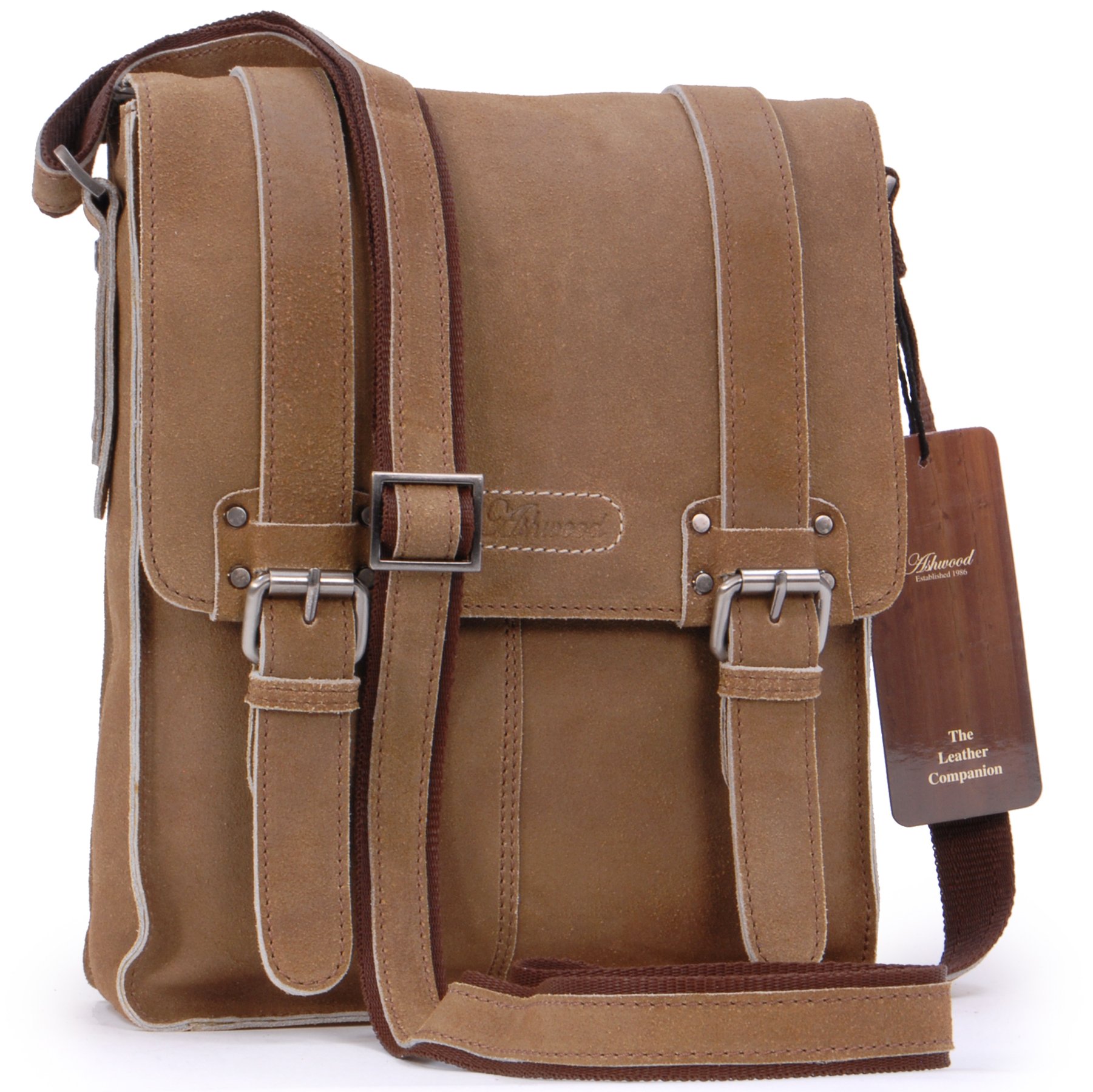 Ashwood Man Bags & Briefcases 8355 borsa messenger marrone chiaro in pelle