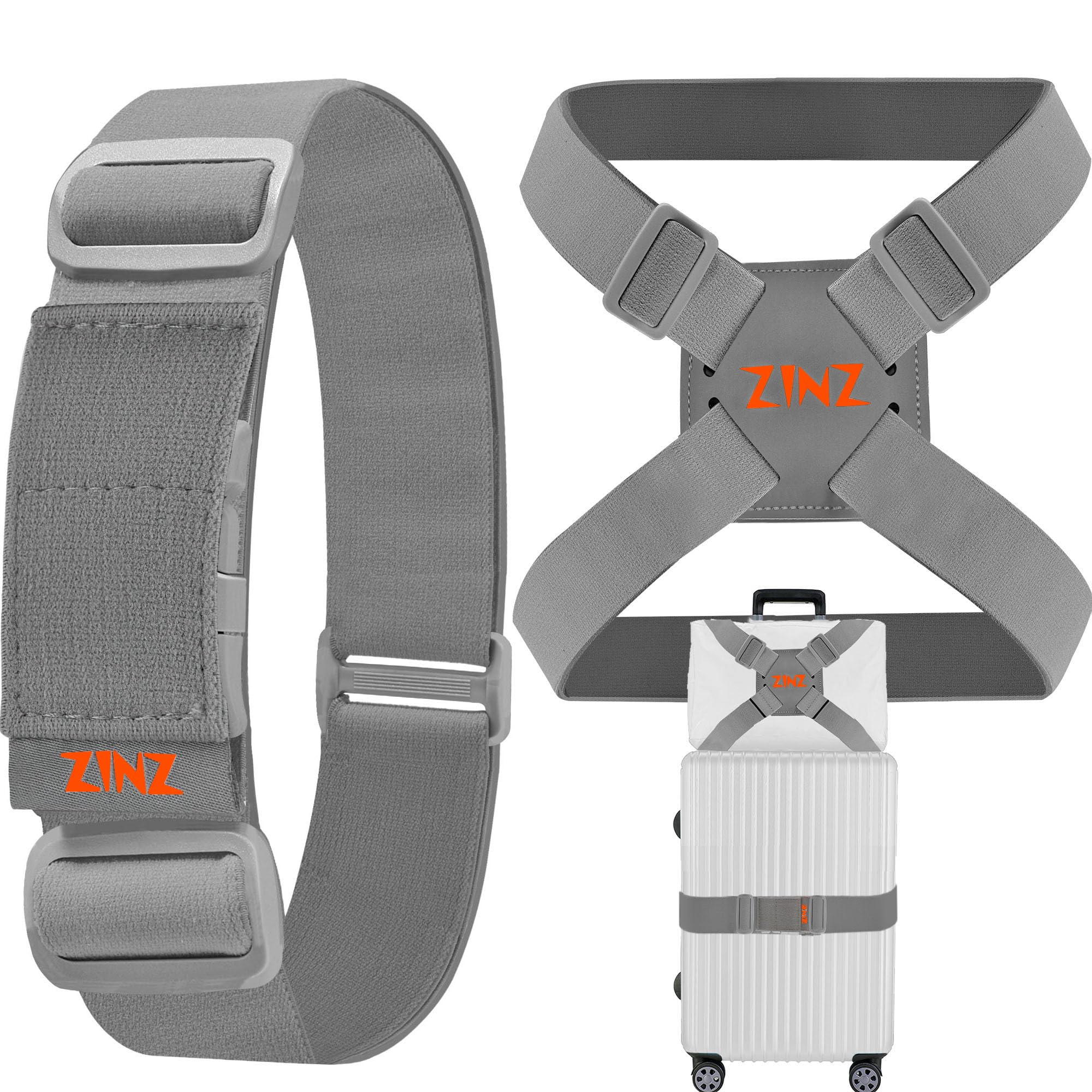 ZINZ Luggage Straps Cintura Elastica Regolabile cinghia valigia Arancia US