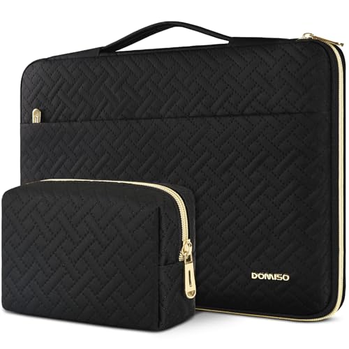 Domiso Laptop Sleeve 17,3 pollici custodia nera cerniera oro