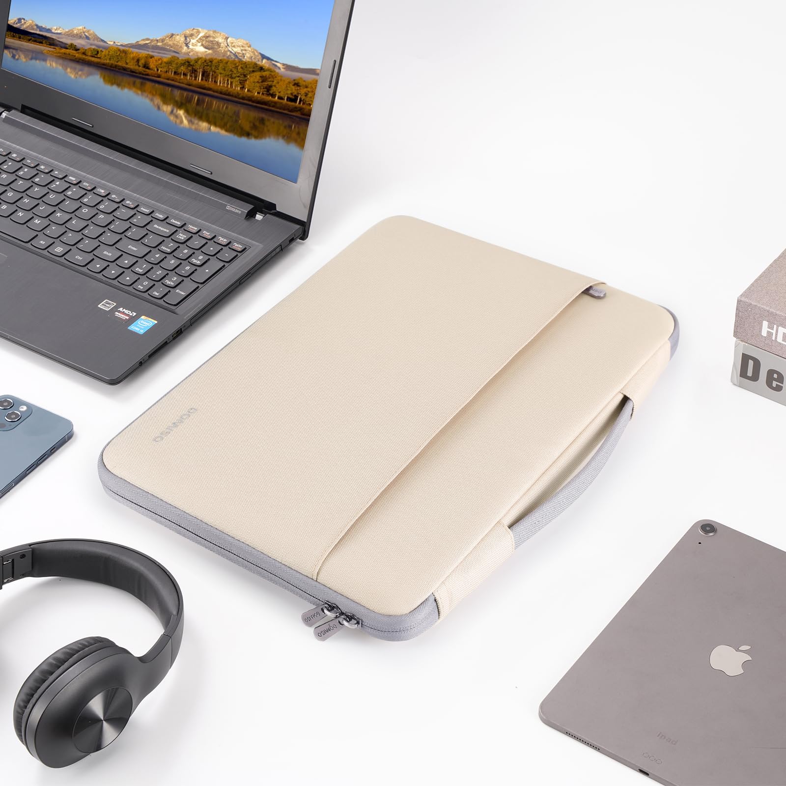 Domiso Laptop Sleeve 17,3 Pollici custodia laptop beige antiurto