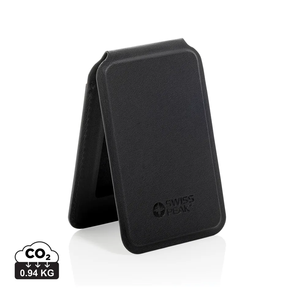 Swiss Peak Tech Magstand portacarte magnetico nero in PU riciclato