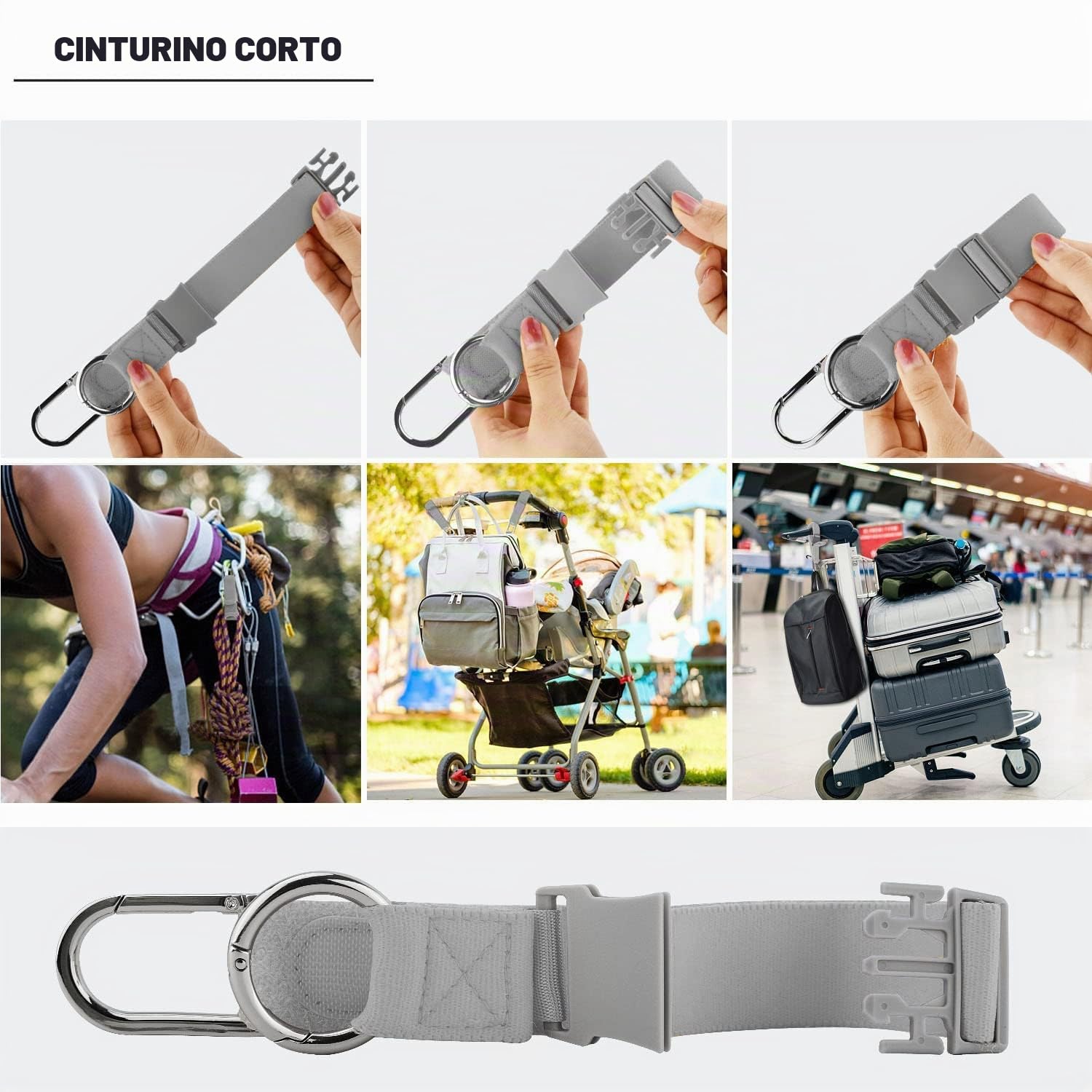 ZINZ Luggage Straps cinghia elastica da viaggio grigio argento