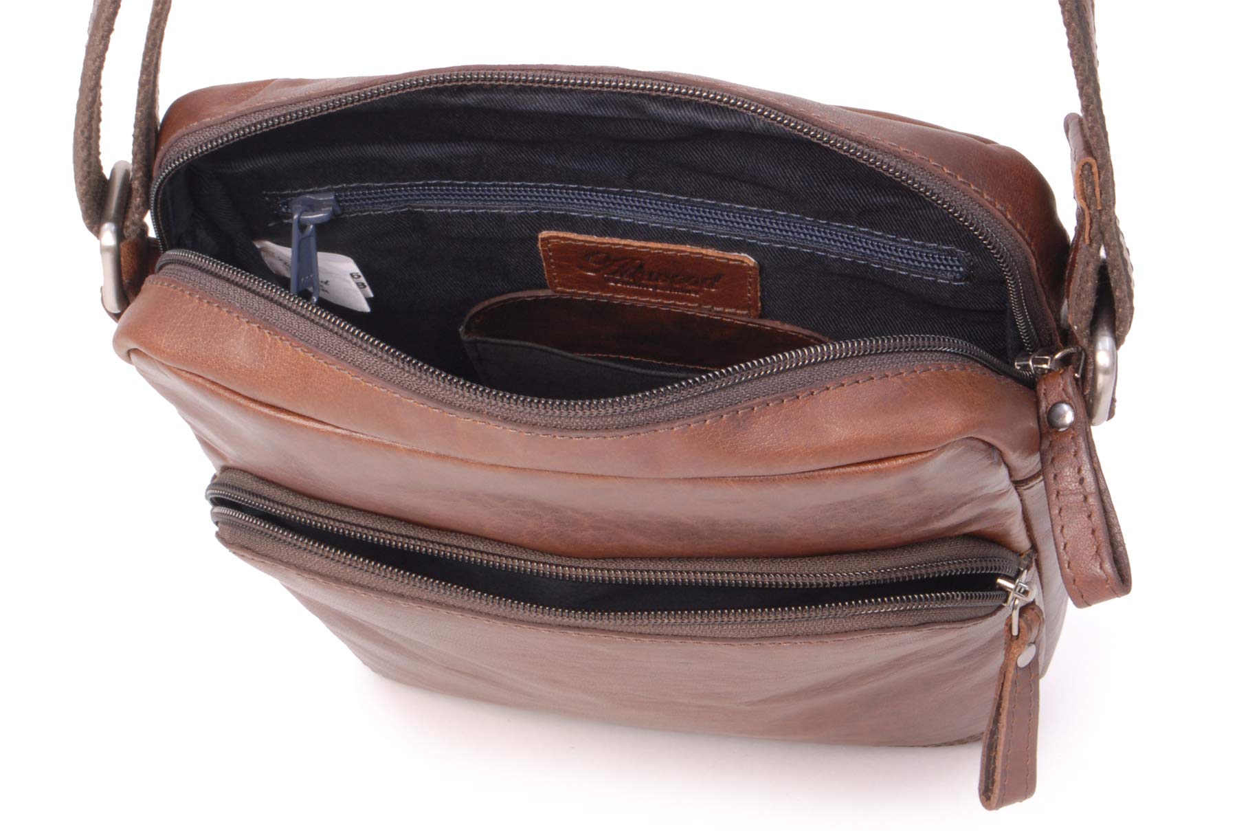 Ashwood Vera Pelle Vintage F-82 borsa messenger in pelle media
