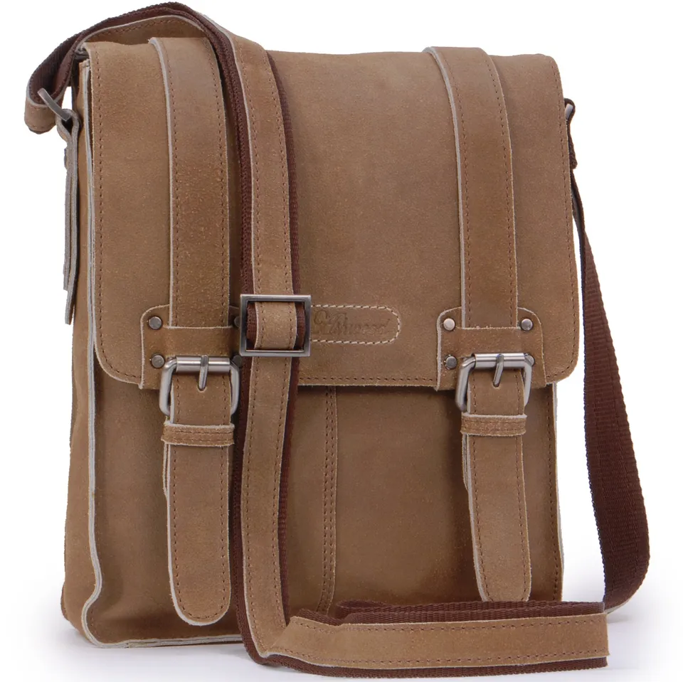Ashwood Man Bags & Briefcases 8355 borsa messenger marrone chiaro in pelle
