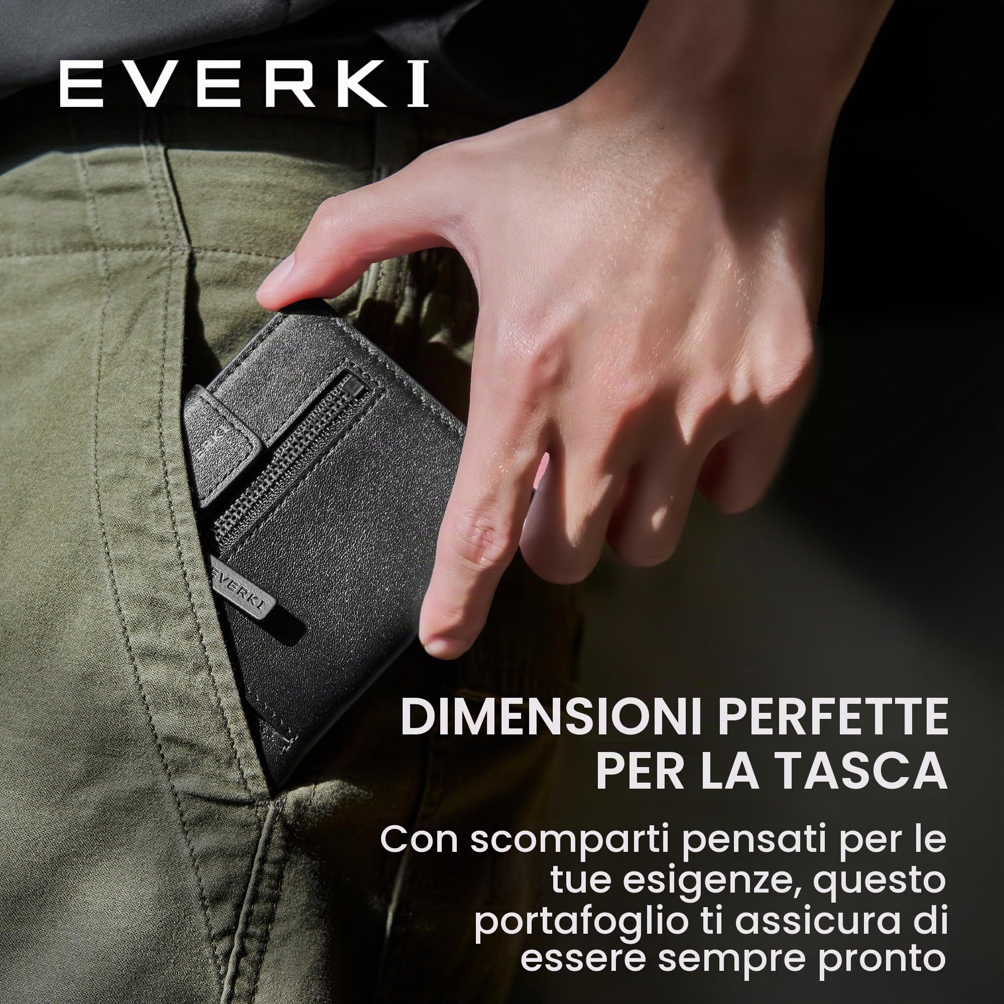 EVERKI Borselli e Borse a Tracolla portafoglio uomo anti-RFID sottile bifold Nero