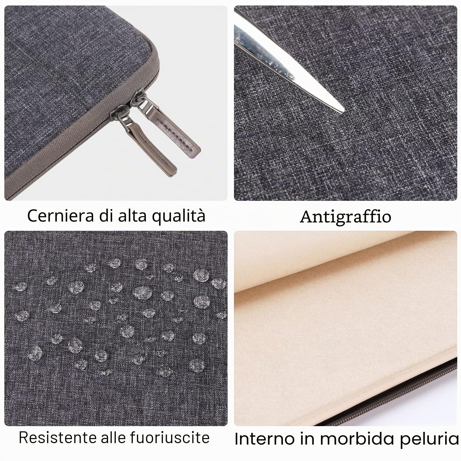 Domiso Laptop Sleeve 17.3 Pollici custodia laptop Grigio Scuro sottile