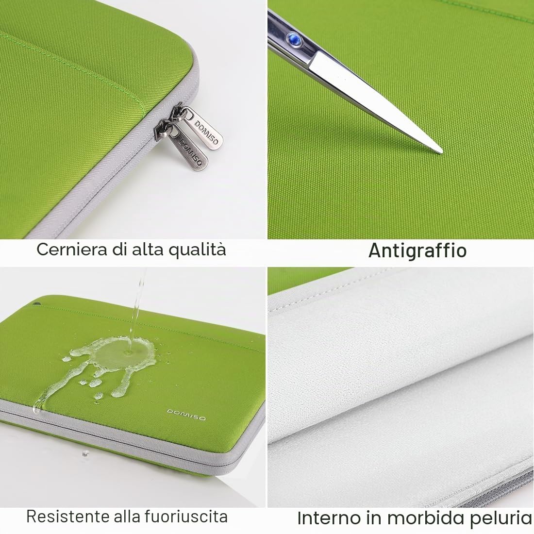 Domiso Laptop Sleeve 17,3 Pollici custodia laptop verde erba antiurto