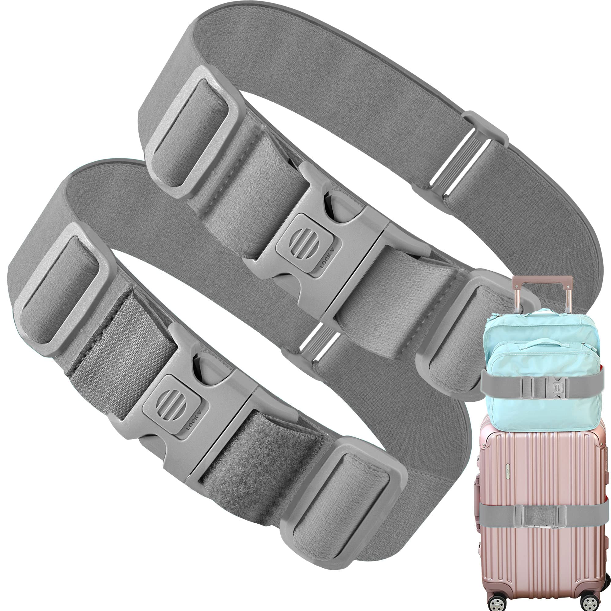 ZINZ Luggage Straps cinghie valigia elastiche grigie 2 pezzi