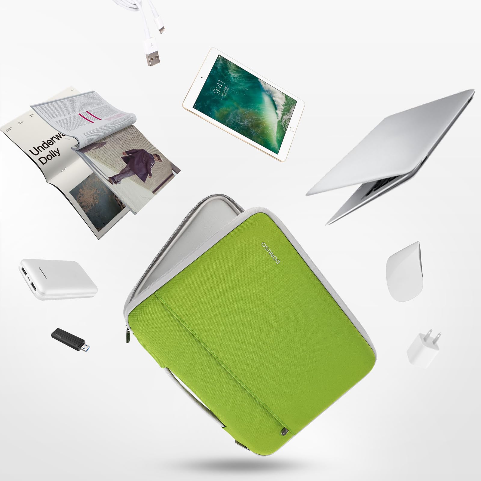 Domiso Laptop Sleeve 17,3 Pollici custodia laptop verde erba antiurto