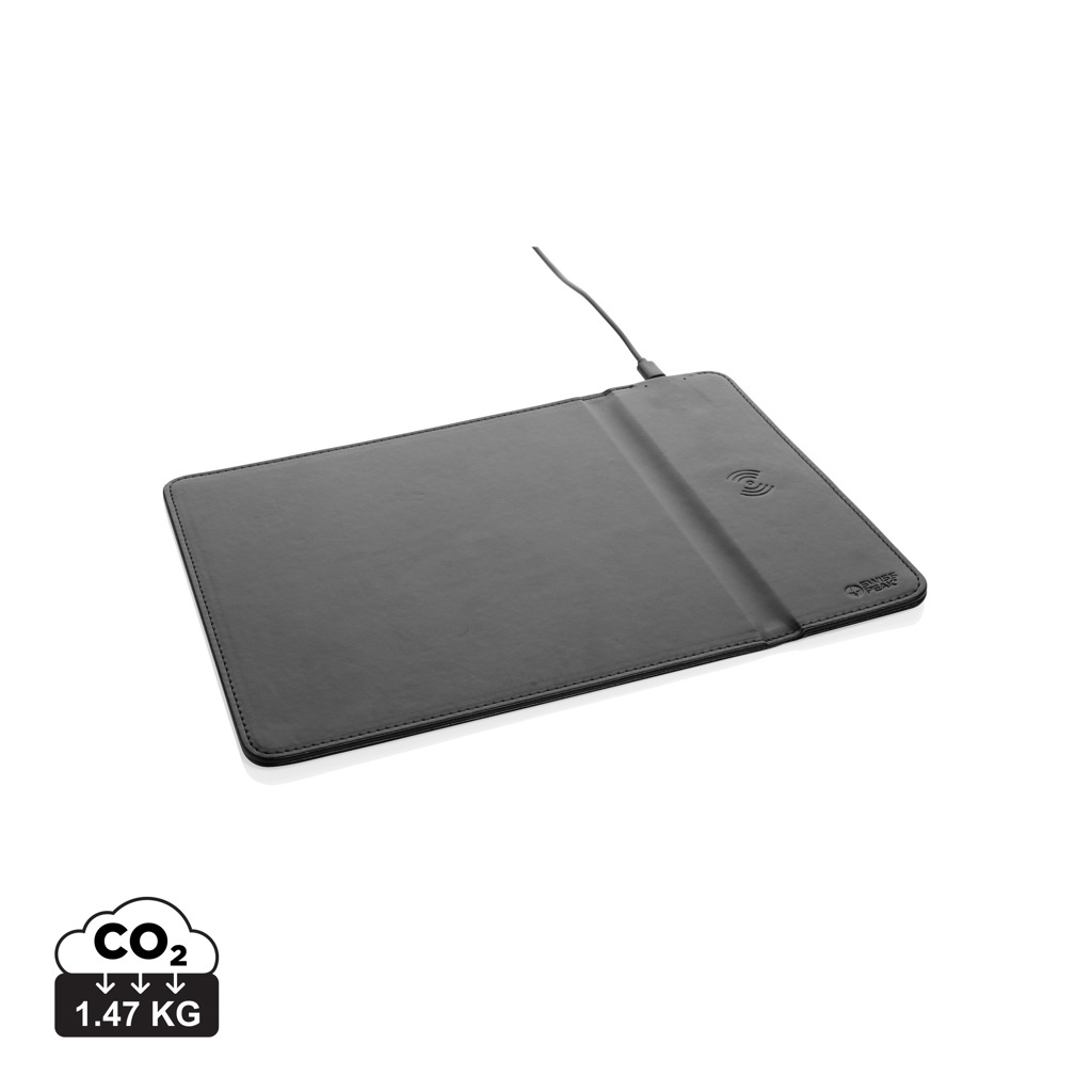 Swiss Peak Tech Tappetino mouse con ricarica wireless 10W in PU riciclato nero
