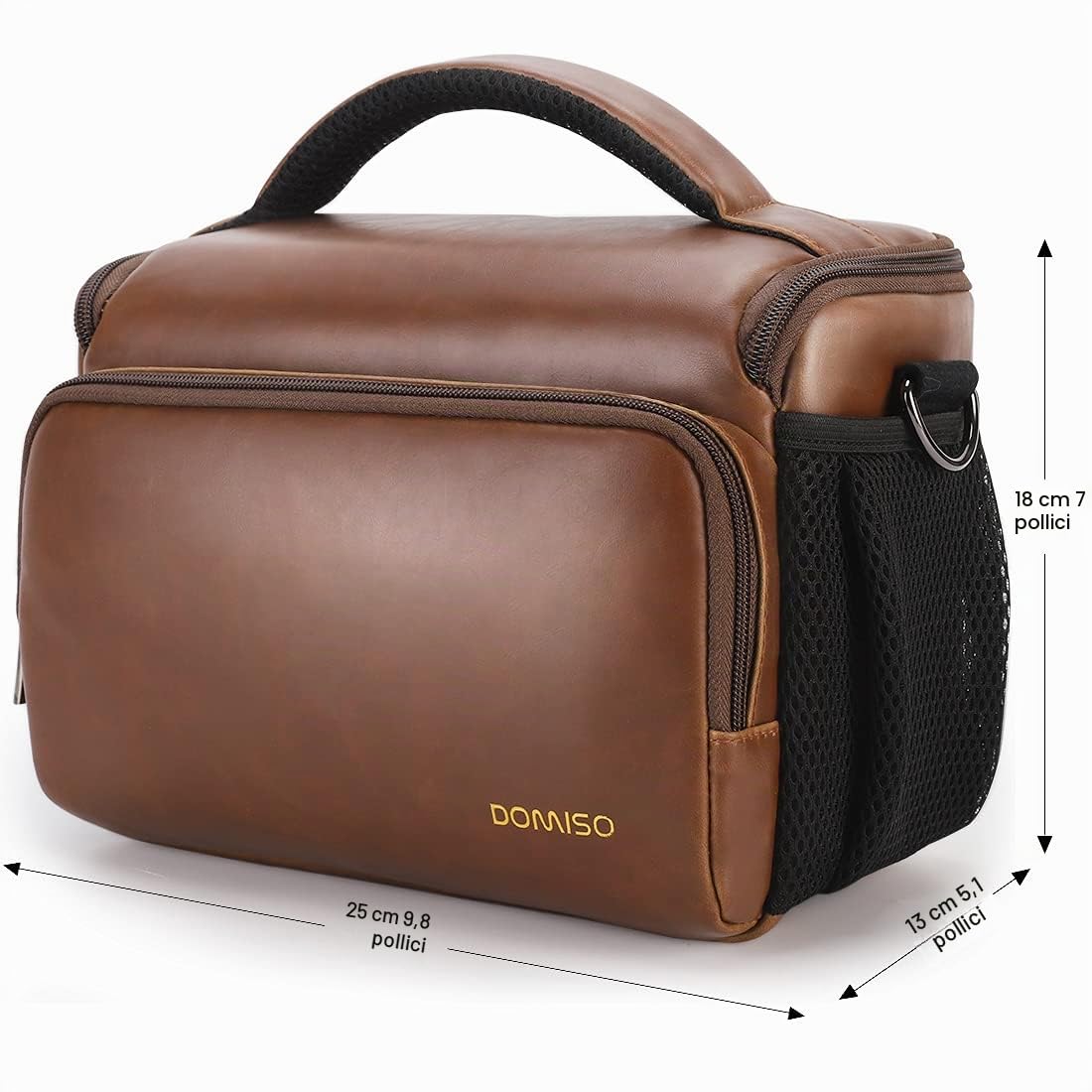 DOMISO DSLR Camera Bag borsa fotocamera marrone scuro antiurto