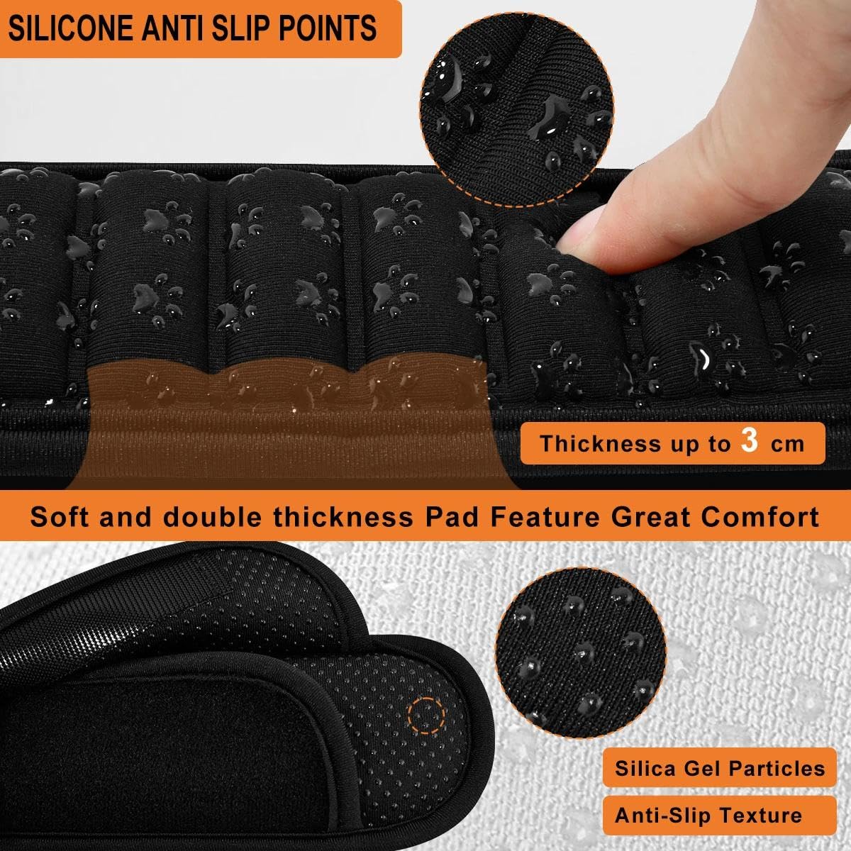 ZINZ Shoulder Pads poggiatesta 3D 2 pezzi nero antiscivolo