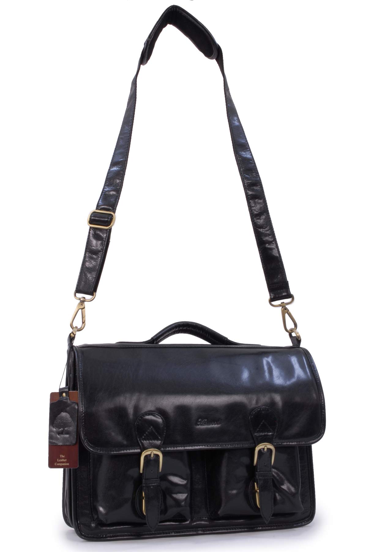 Ashwood Borse uomo Windsor borsa portadocumenti laptop 15” nera in pelle lucida