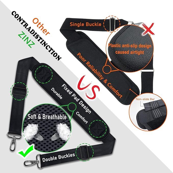 ZINZ Shoulder Pads 144,8 cm tracolla imbottita nera regolabile