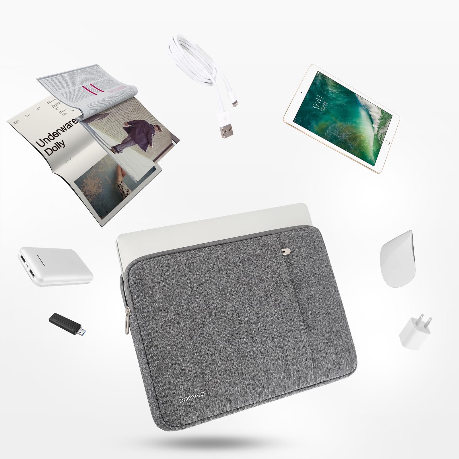 Domiso Laptop Sleeve 17,3 pollici custodia grigia impermeabile