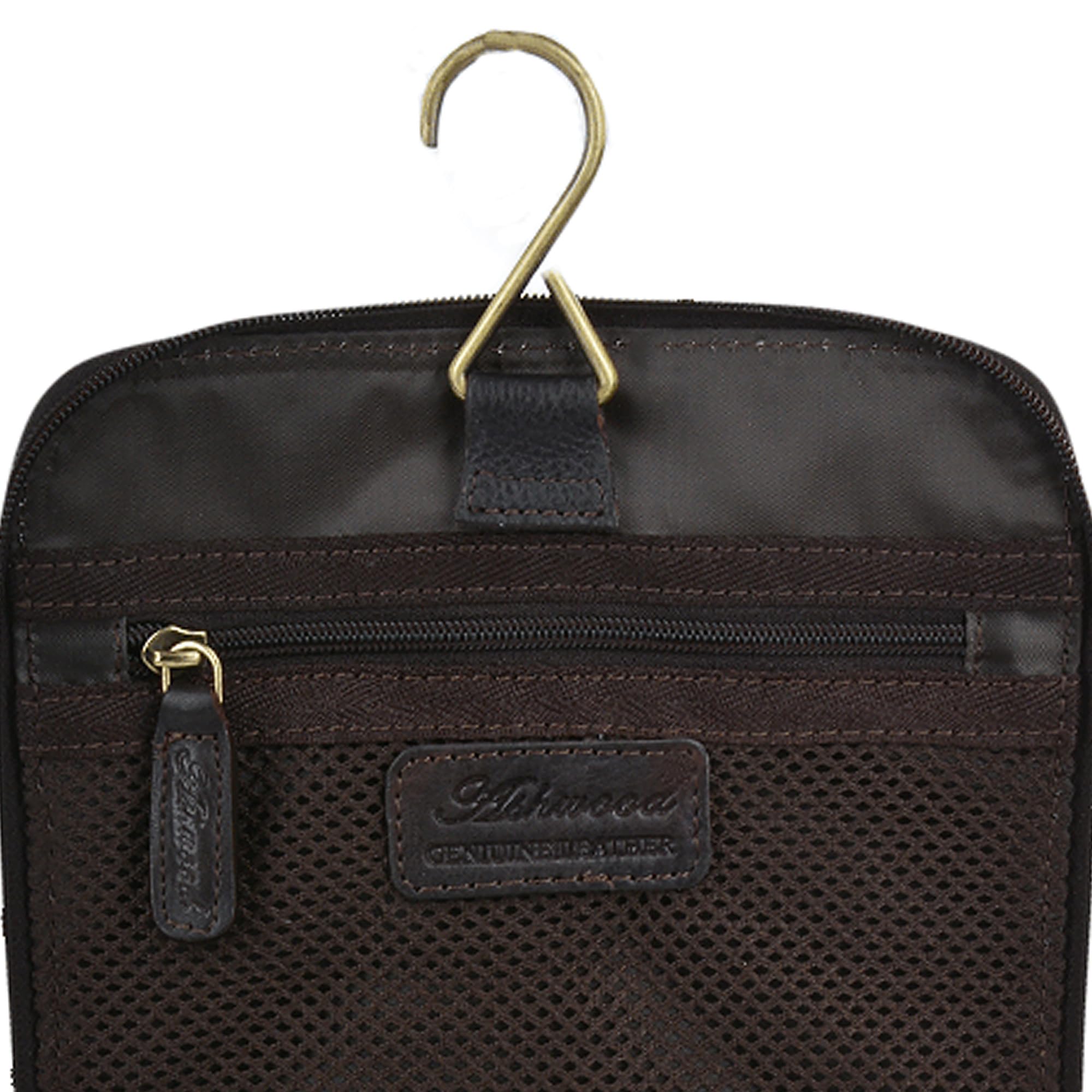 Ashwood Washbags 89145 beauty case Nero e Rosso in pelle e nylon
