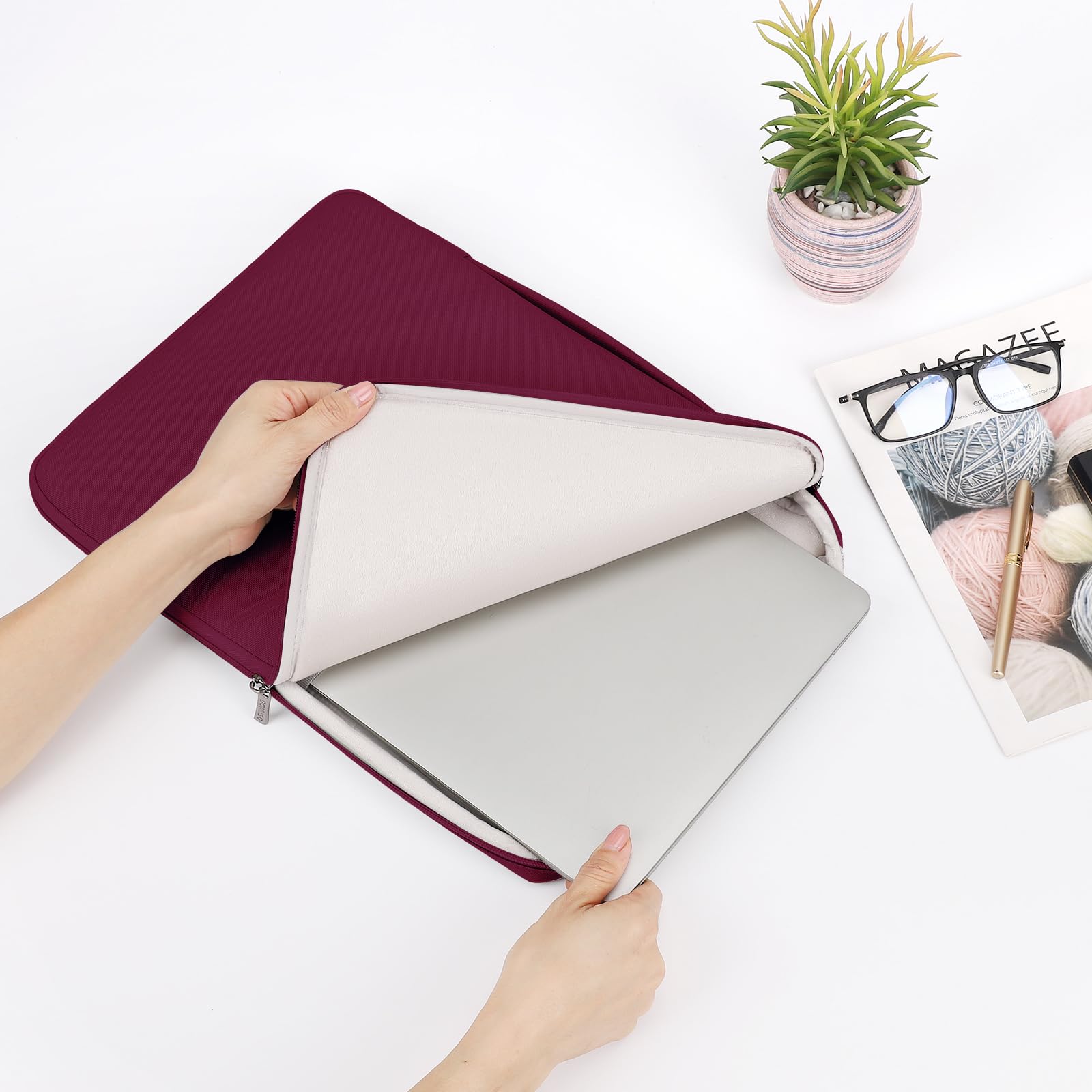 Domiso Laptop Sleeve 17,3 pollici custodia laptop vino rosso impermeabile