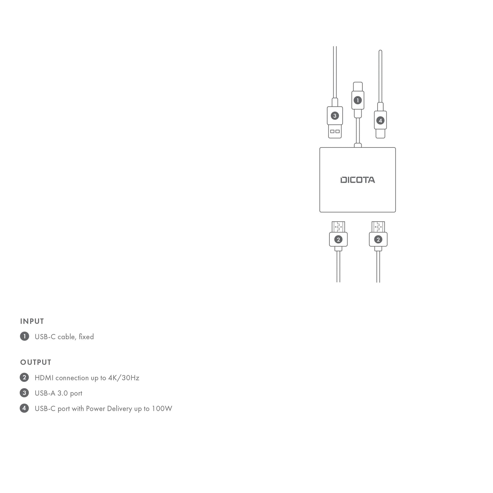 BASE XXO Docking Stations USB-C Portable 4-in-1 Docking Station 4K HDMI PD 100W