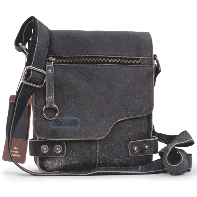 Ashwood Camden 8351 borsa messenger nera in pelle vintage