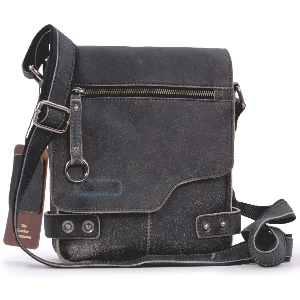 Ashwood Camden 8351 borsa messenger nera in pelle vintage