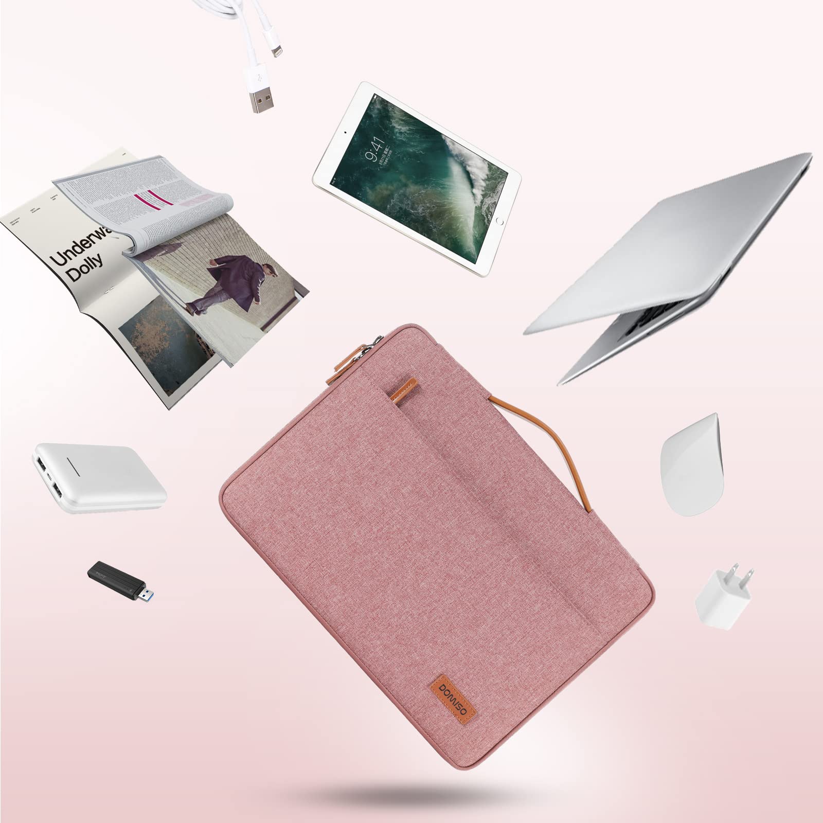 Domiso Laptop Sleeve 15.6 Pollici custodia laptop rosa impermeabile