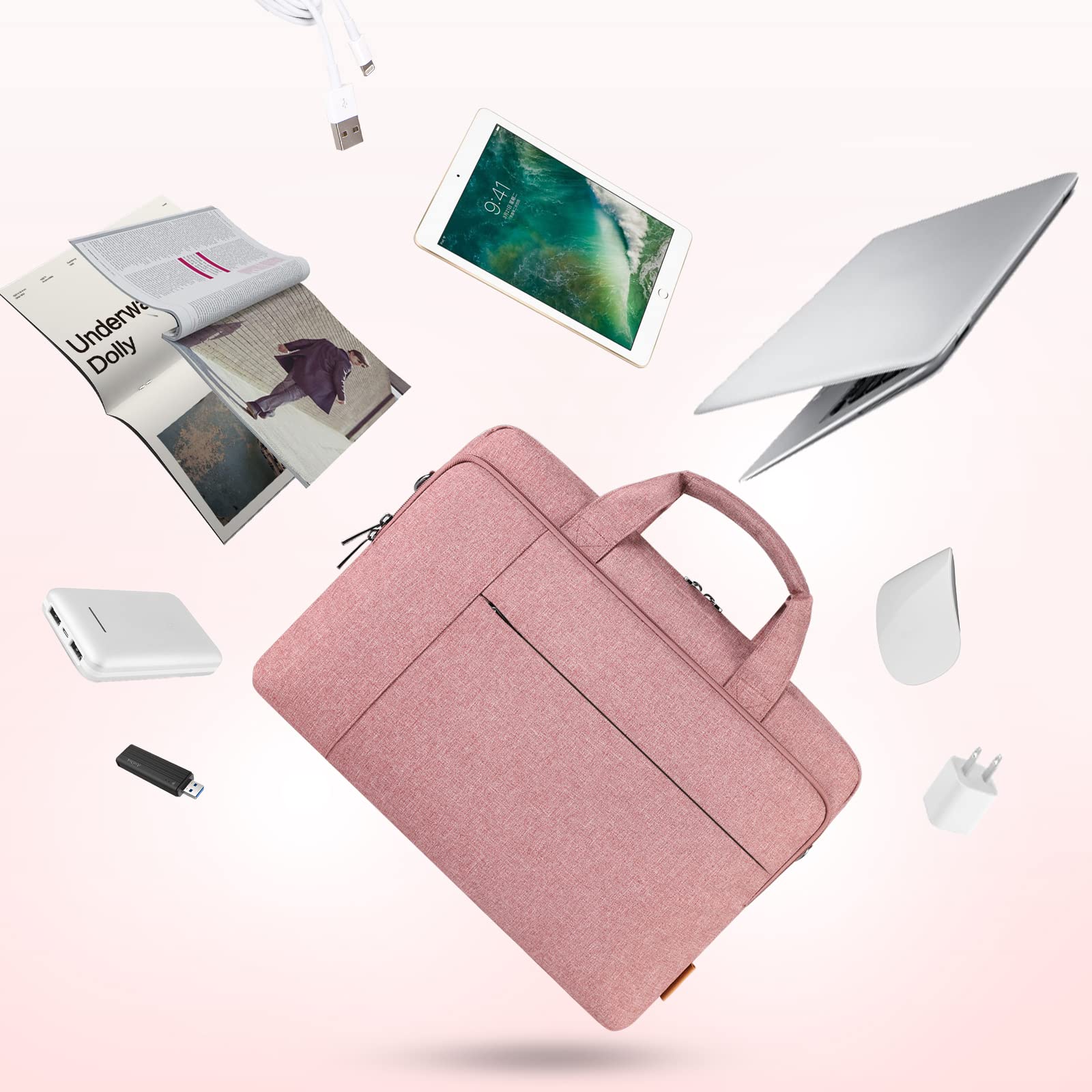 Domiso Laptop Briefcase 17,3 pollici borsa laptop Rosa impermeabile