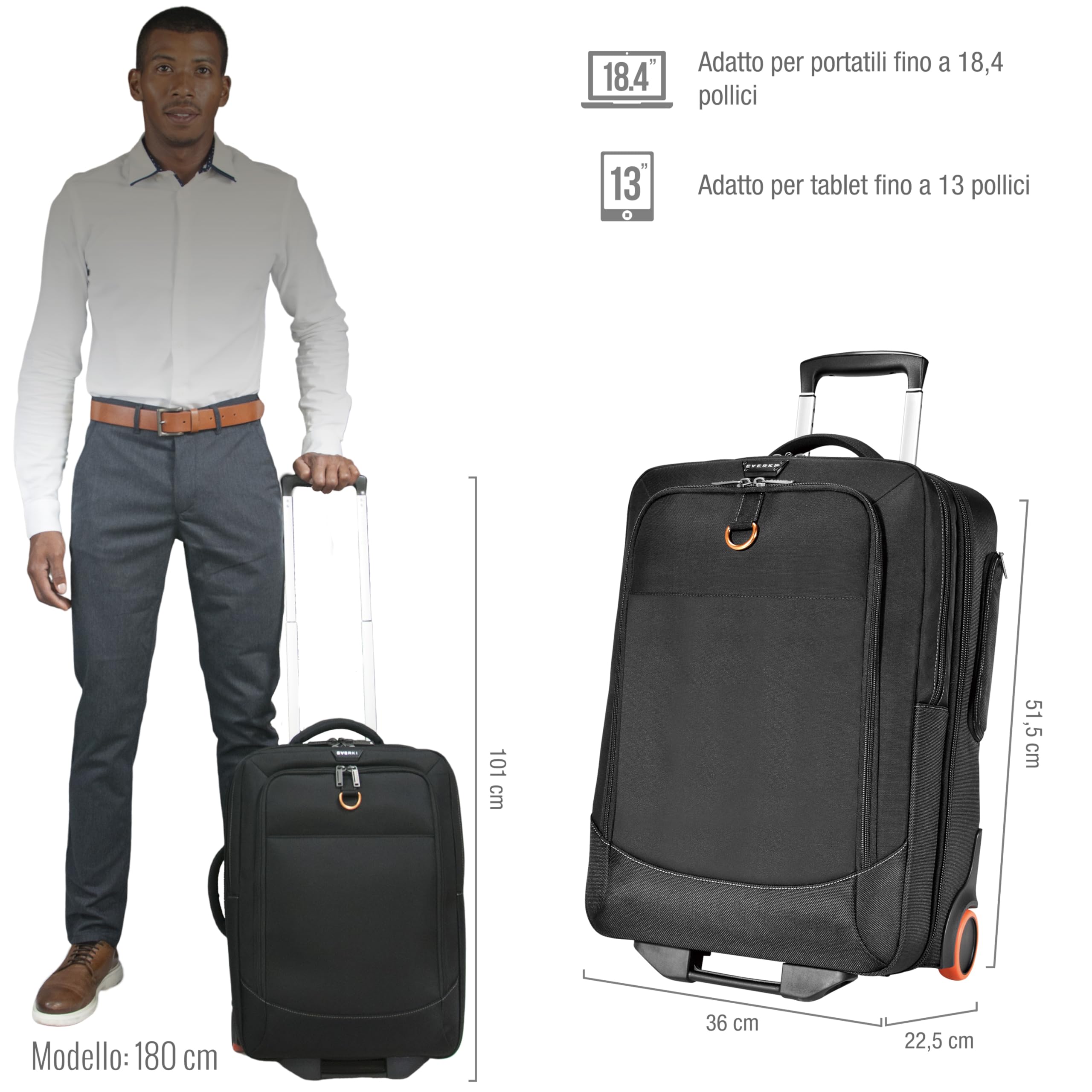 EVERKI Borse per Portatile con Ruote Wheeled 420 trolley laptop nero 35 L