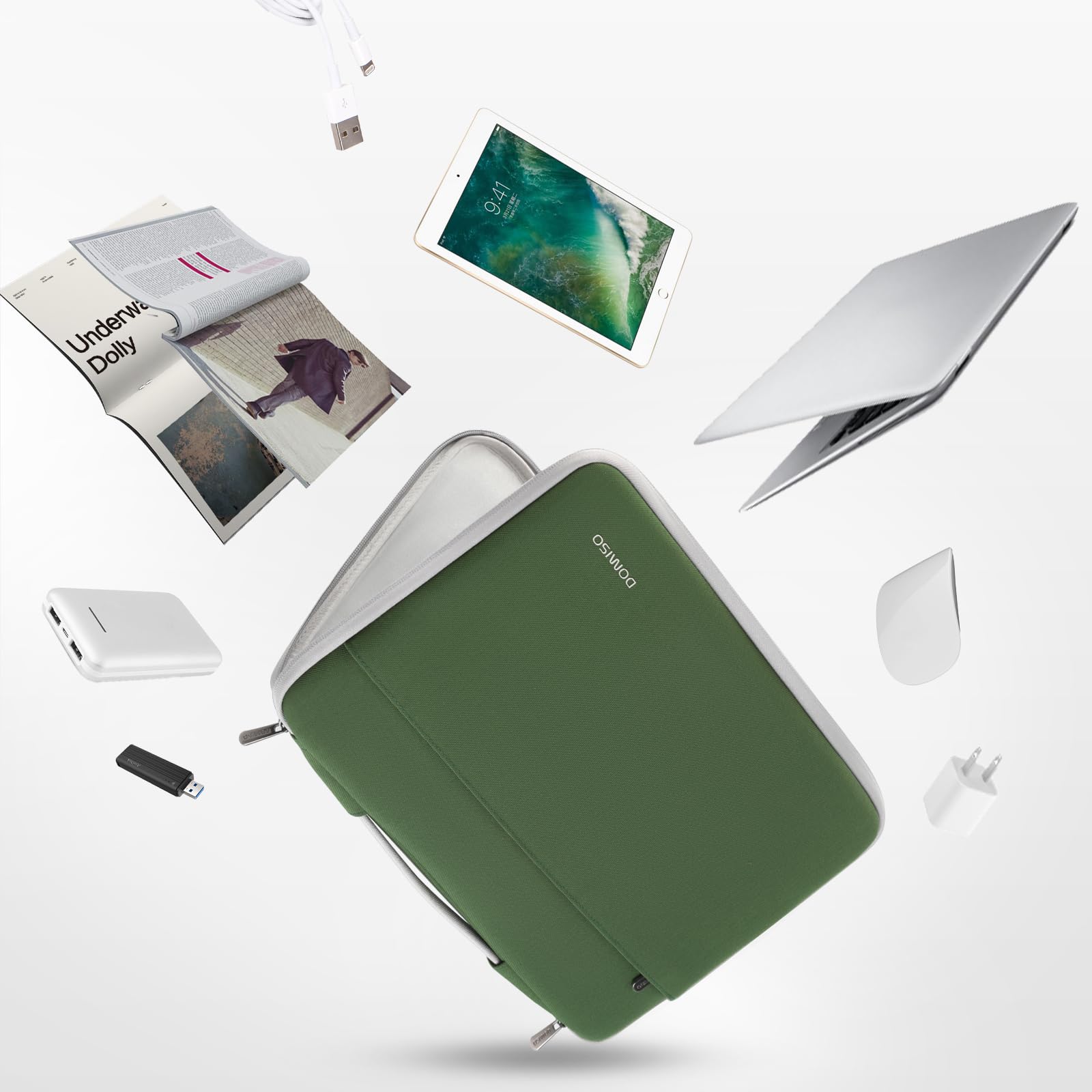 Domiso Laptop Sleeve 17,3 pollici custodia laptop verde avocado impermeabile