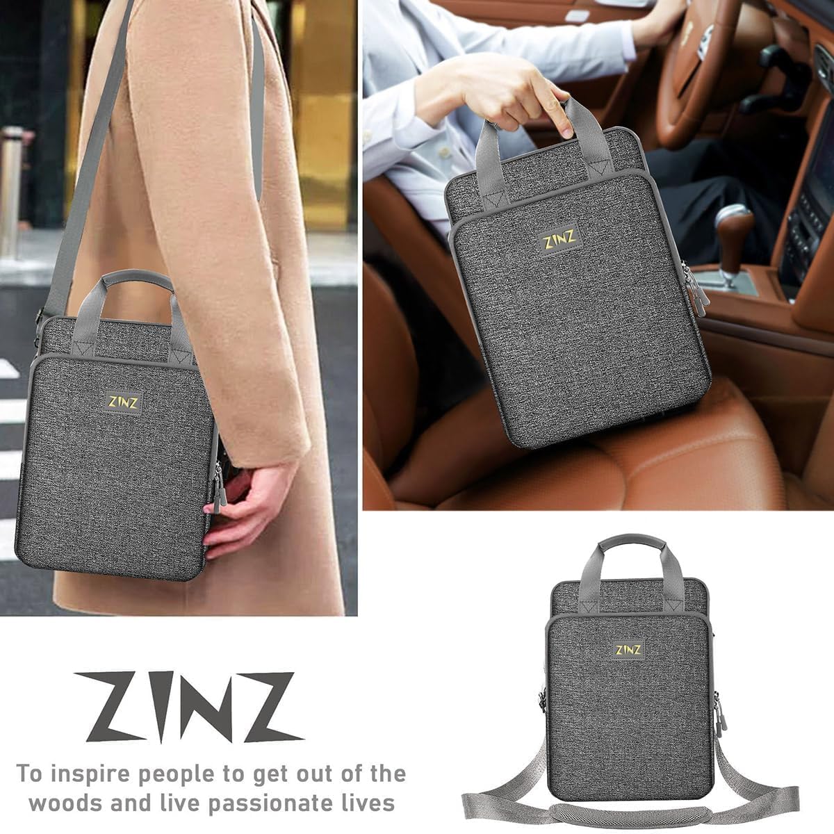 ZINZ Sling Bags Us-crossbody 06-gray&orange-130 borsa a tracolla 1 pezzo espandibile