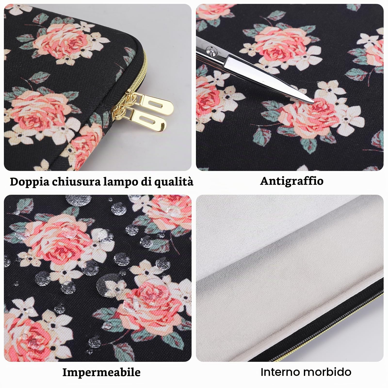 Domiso Laptop Sleeve 17,3 Pollici Custodia Impermeabile Nera