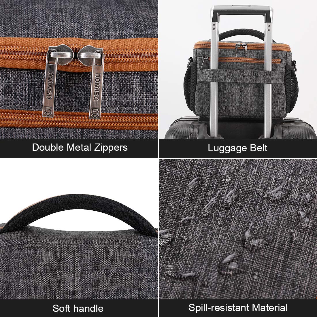 Domiso DSLR Camera Bag borsa fotocamera grigia imbottita