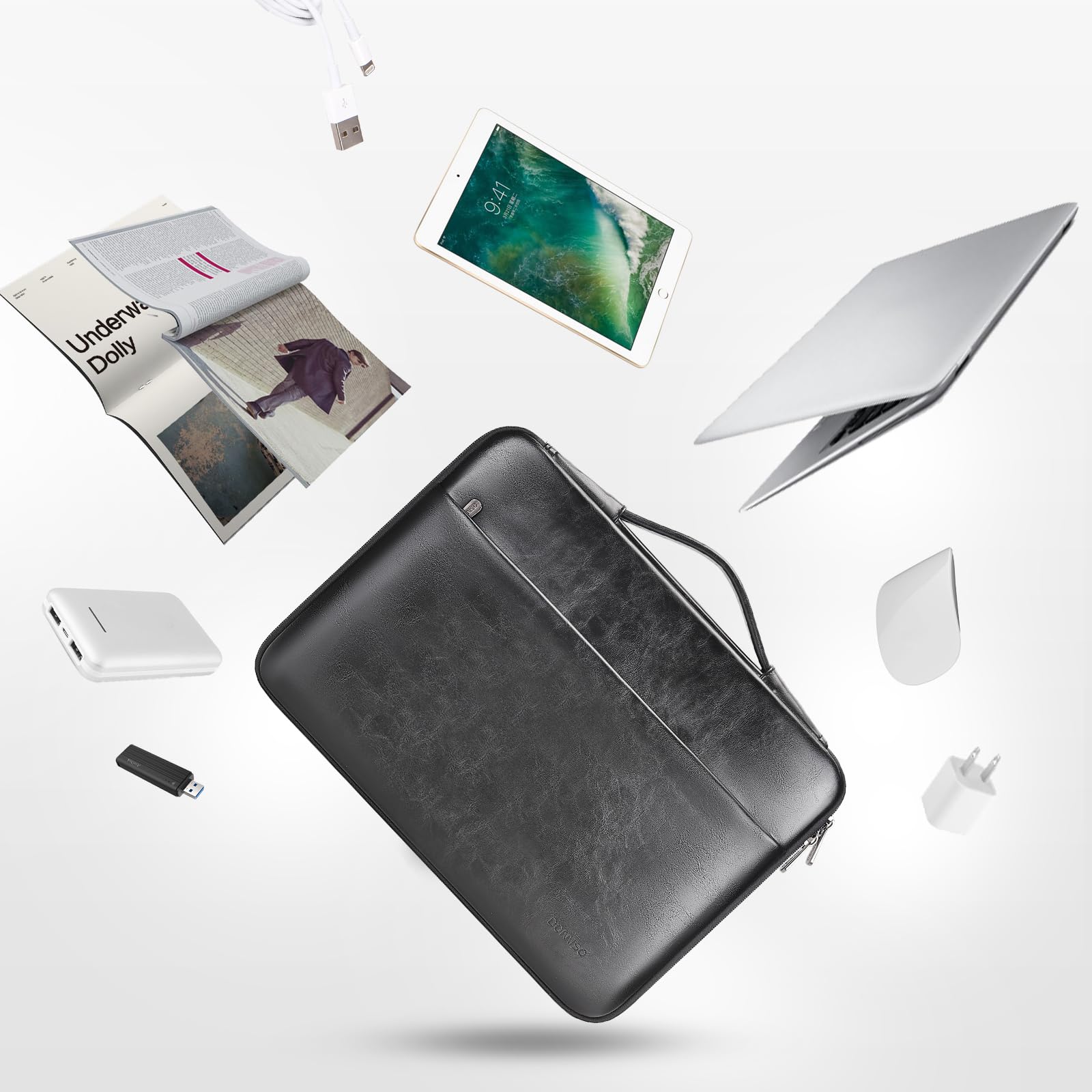 Domiso Laptop Sleeve 17,3 pollici custodia Nero impermeabile PU