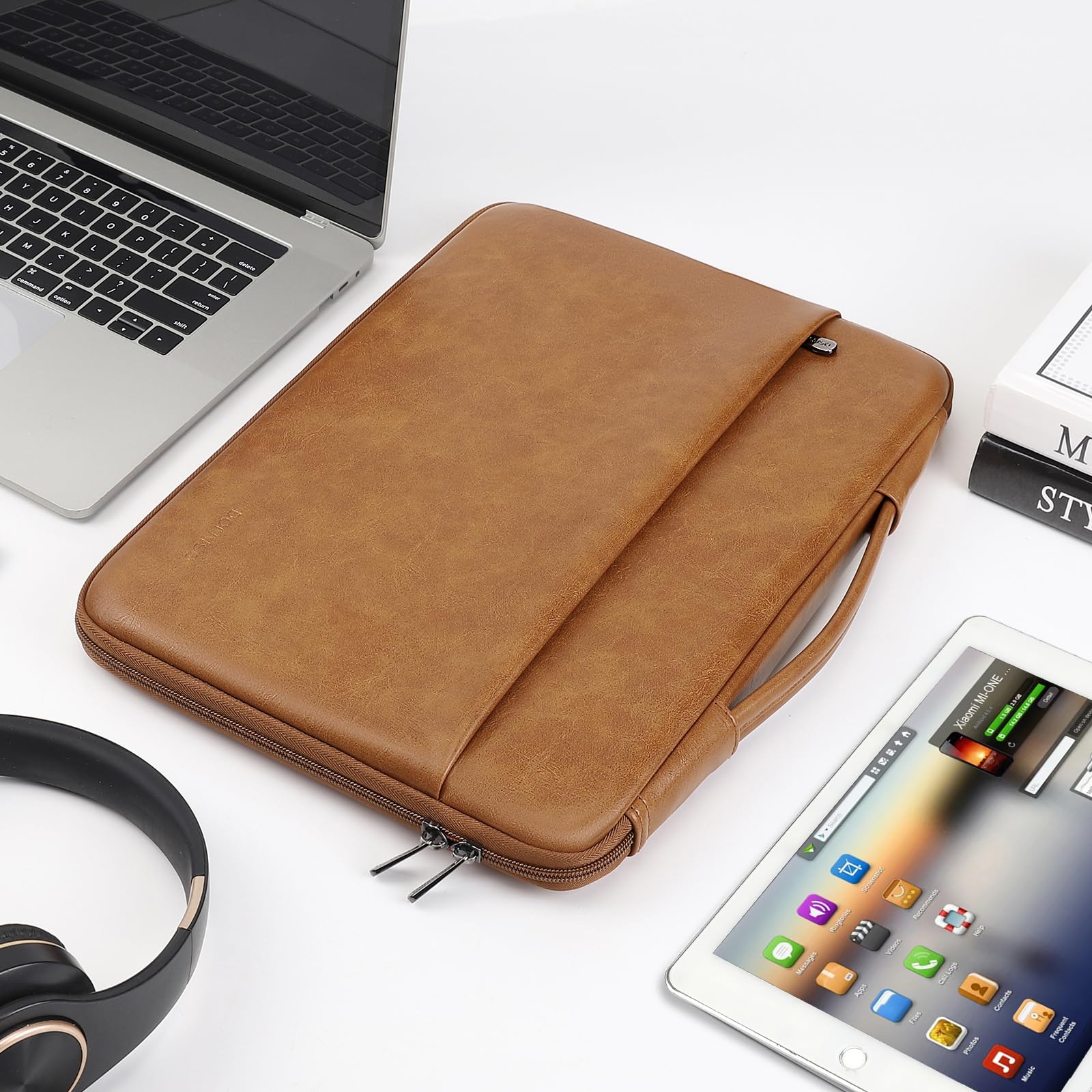 Domiso Laptop Sleeve 17,3 pollici custodia Marrone impermeabile PU