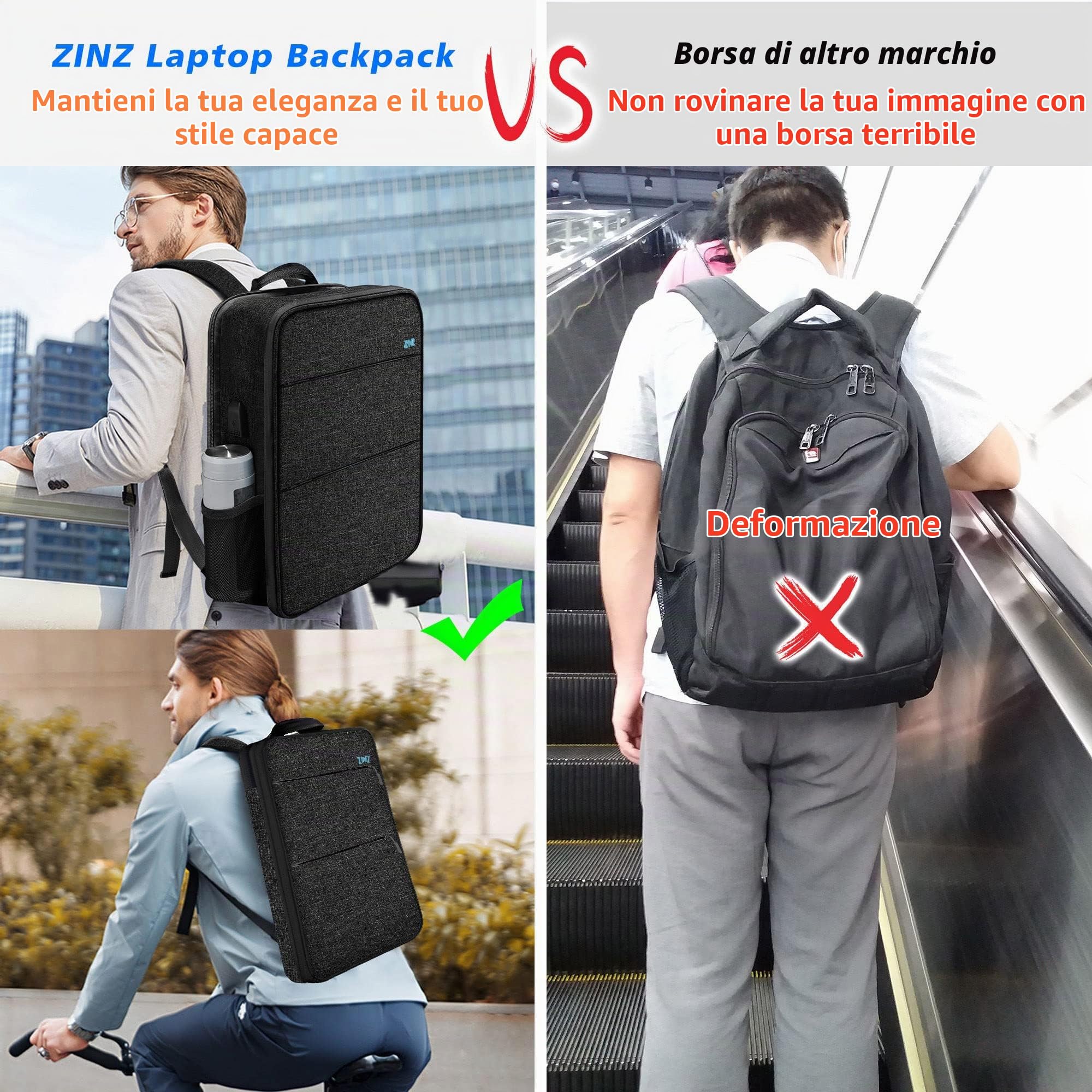 ZINZ Backpacks B05K01 zaino laptop 15–16 pollici espandibile