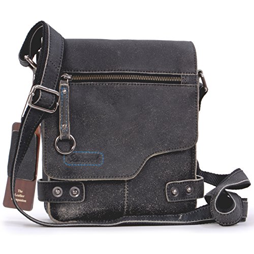 Ashwood Camden 8351 borsa messenger nera in pelle vintage