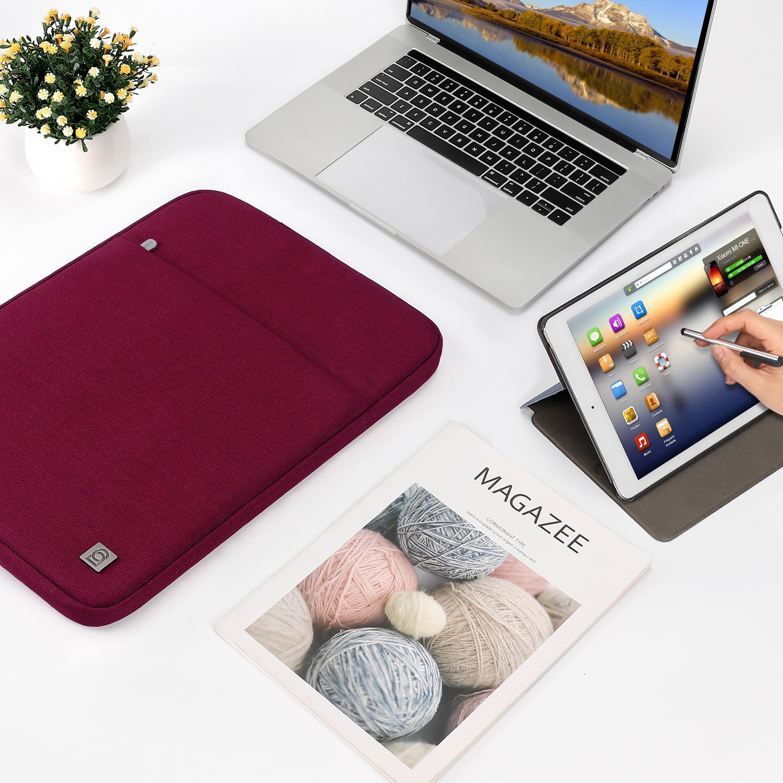 Domiso Laptop Sleeve 13,3 pollici custodia laptop vino rosso impermeabile