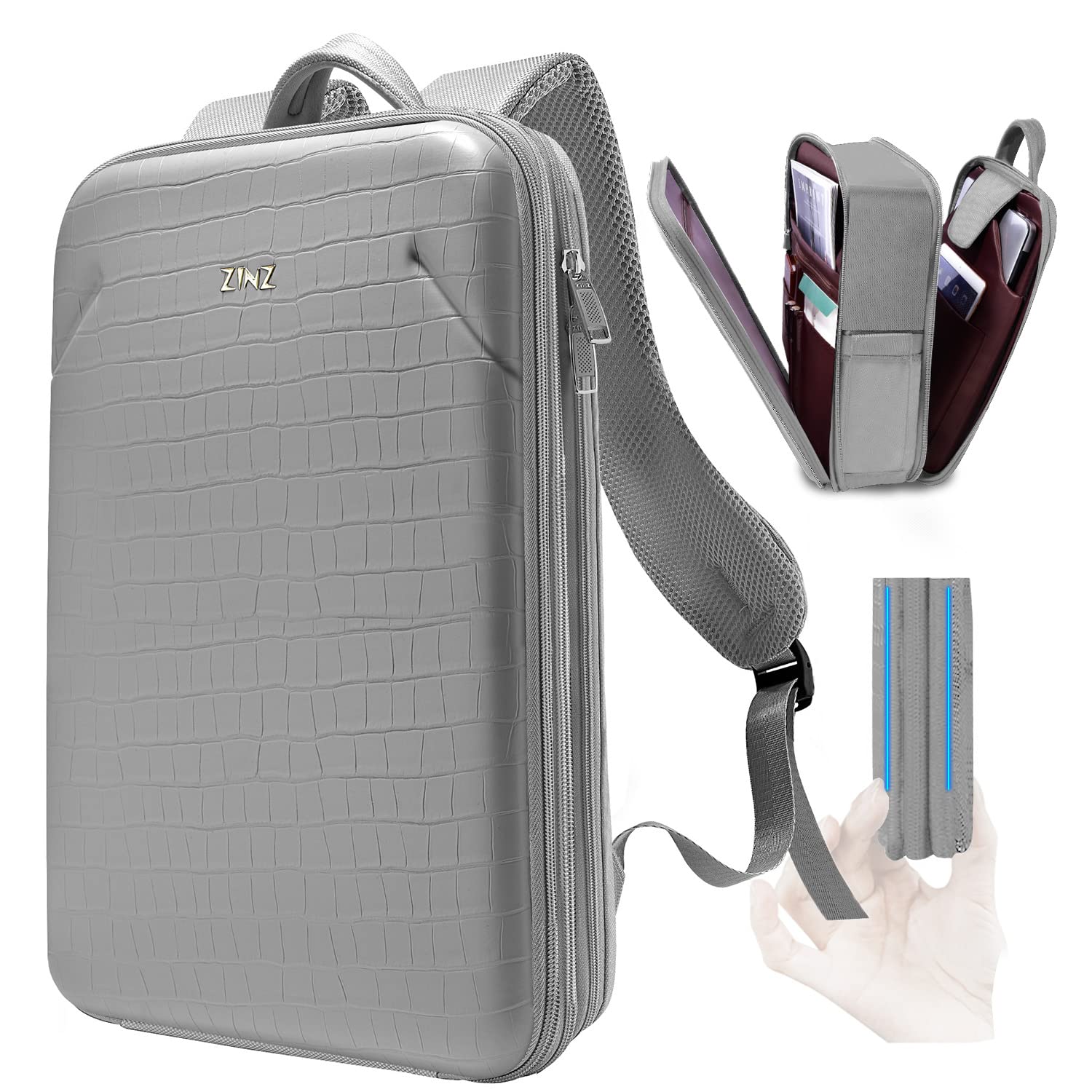 ZINZ Backpacks Zaino Sottile per Laptop da 15,6" con Capacità Variabile medio nero