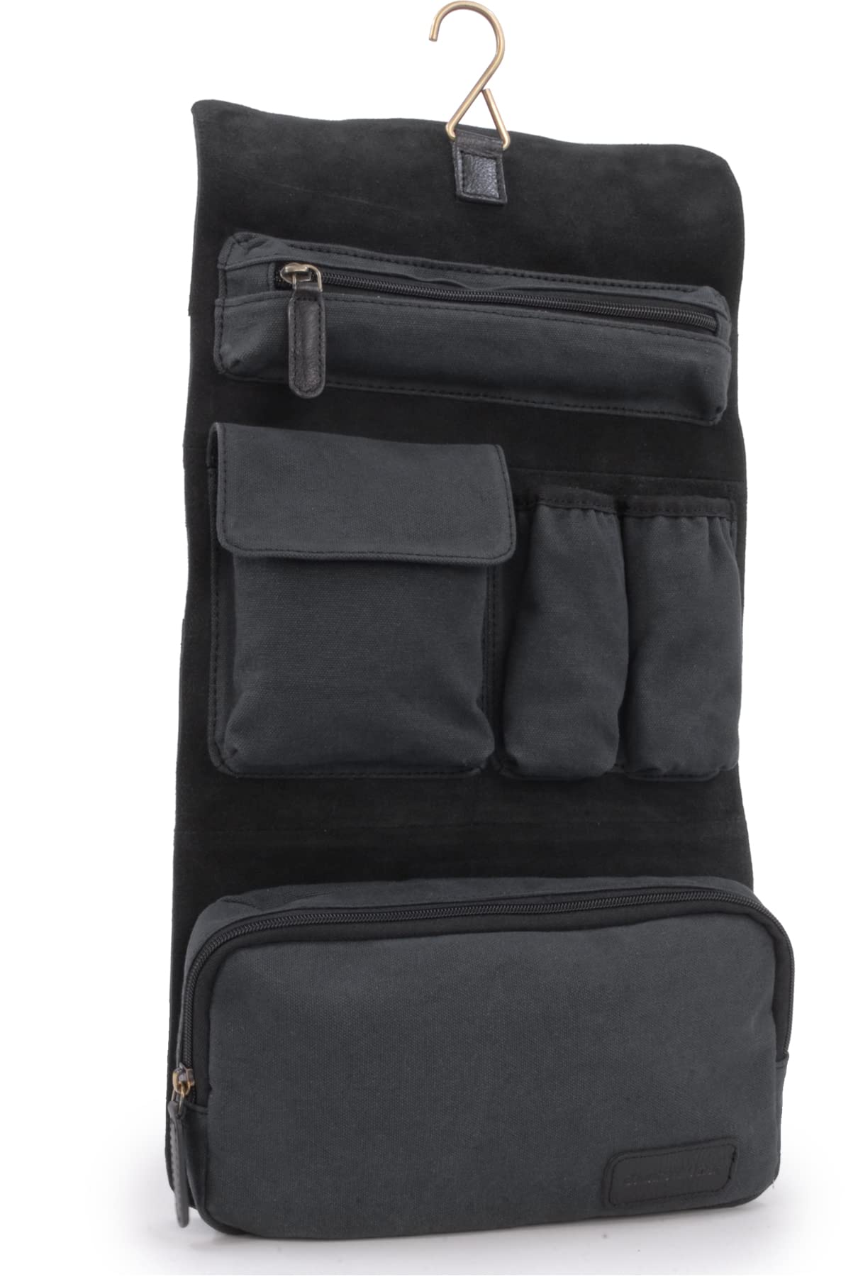 Ashwood Hammersmith 7010 beauty case da viaggio nero in pelle e tela