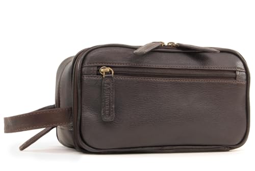 Ashwood Washbags 2080 beauty case marrone in pelle martellata