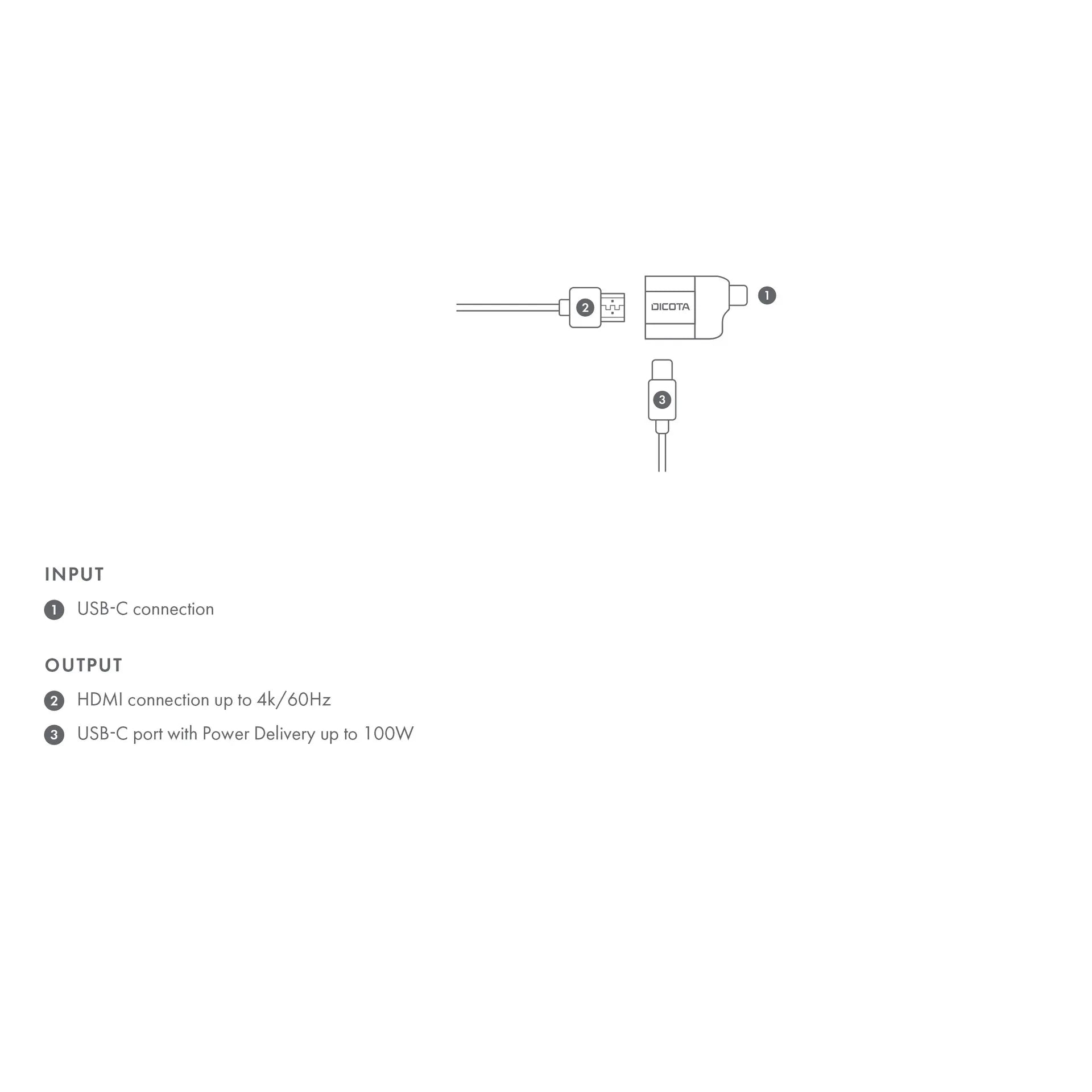 BASE XXO Connectivity USB-C to HDMI Mini Adapter with PD (4k/100W) adattatore 4K