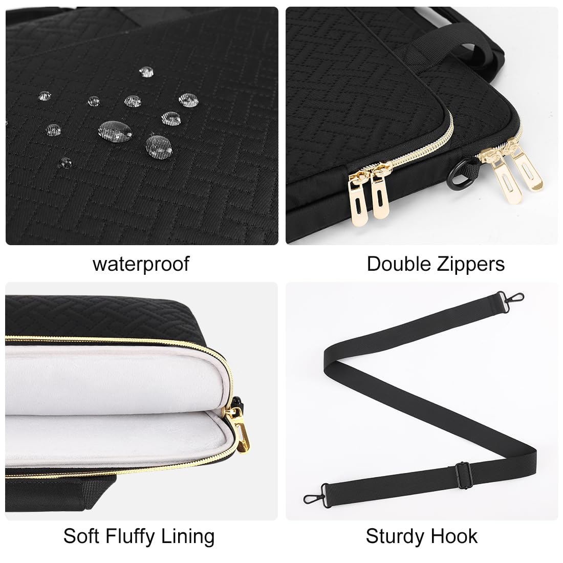 Domiso Laptop Briefcase 17,3 pollici borsa laptop nera impermeabile