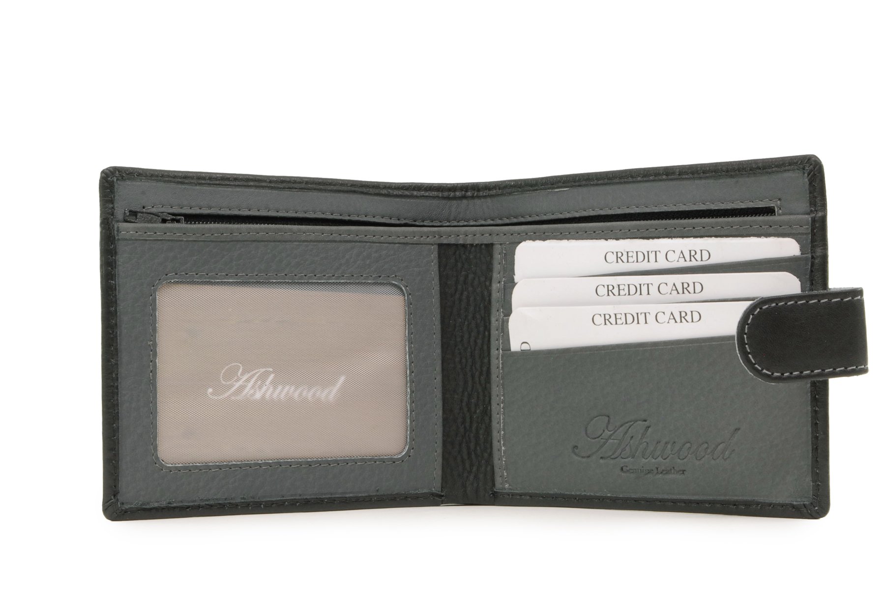 Ashwood Wallets 1222 portafoglio uomo NERO/GRIGIO in vera pelle
