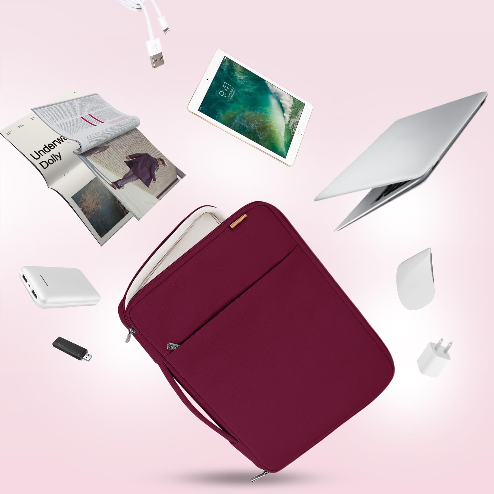 Domiso Laptop Sleeve 17,3 pollici custodia laptop vino rosso impermeabile