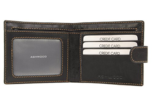 Ashwood Wallets 1222 portafoglio uomo nero in pelle
