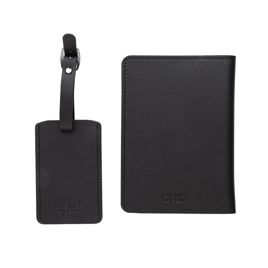 Swiss Peak Ufficio & Scrittura Set regalo in PU riciclato GRS portapassaporto nero