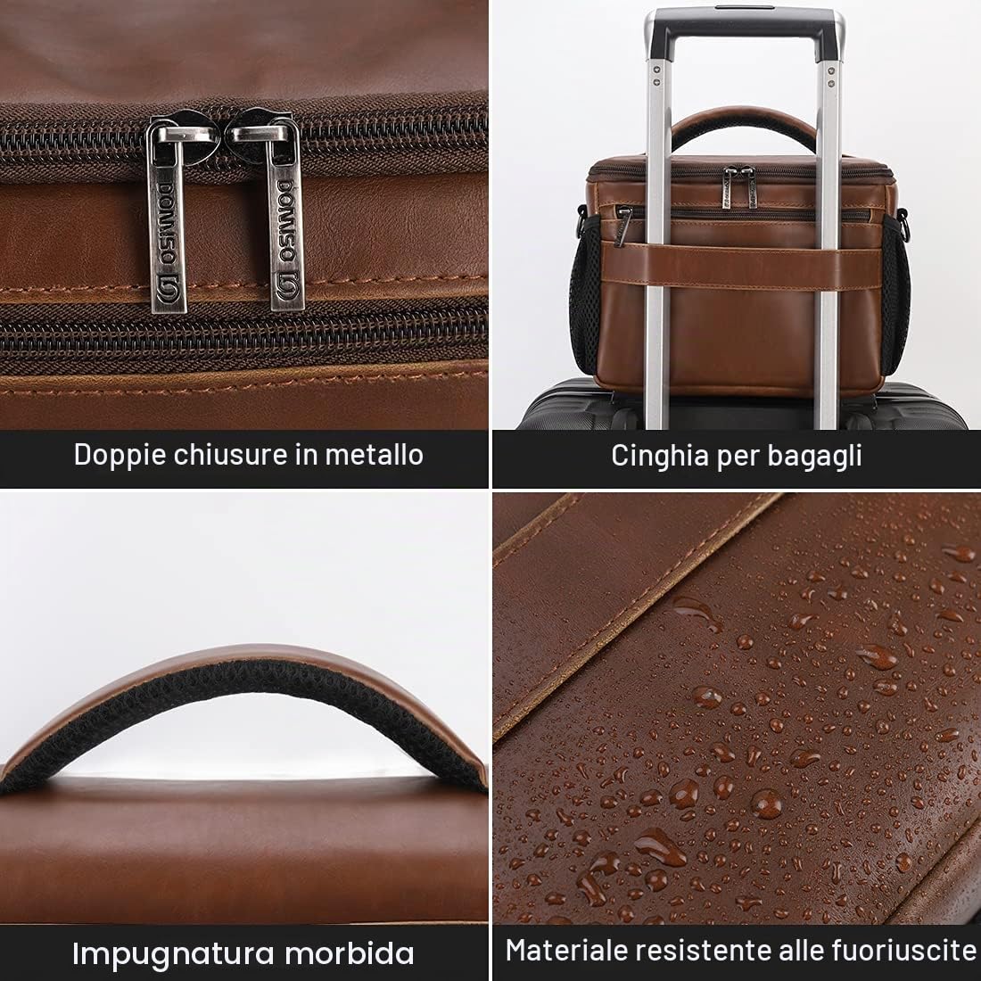 DOMISO DSLR Camera Bag borsa fotocamera marrone scuro antiurto